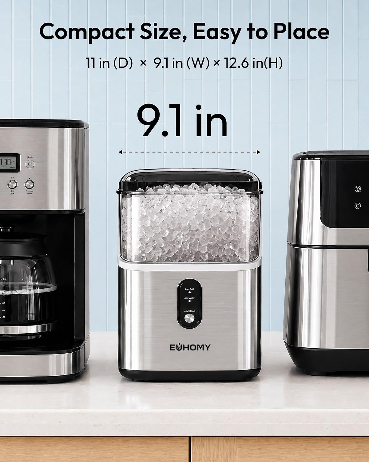 EUHOMY Nugget Ice Maker Countertop, 35lbs/24H, Ready in 7 Mins, Stainless Jansha Store