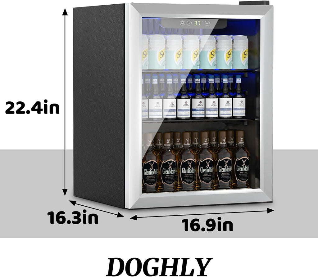 DOGHLY 1.7 Cu.ft Mini Fridge Glass Door, 72 Cans Beverage Refrigerator Jansha Store