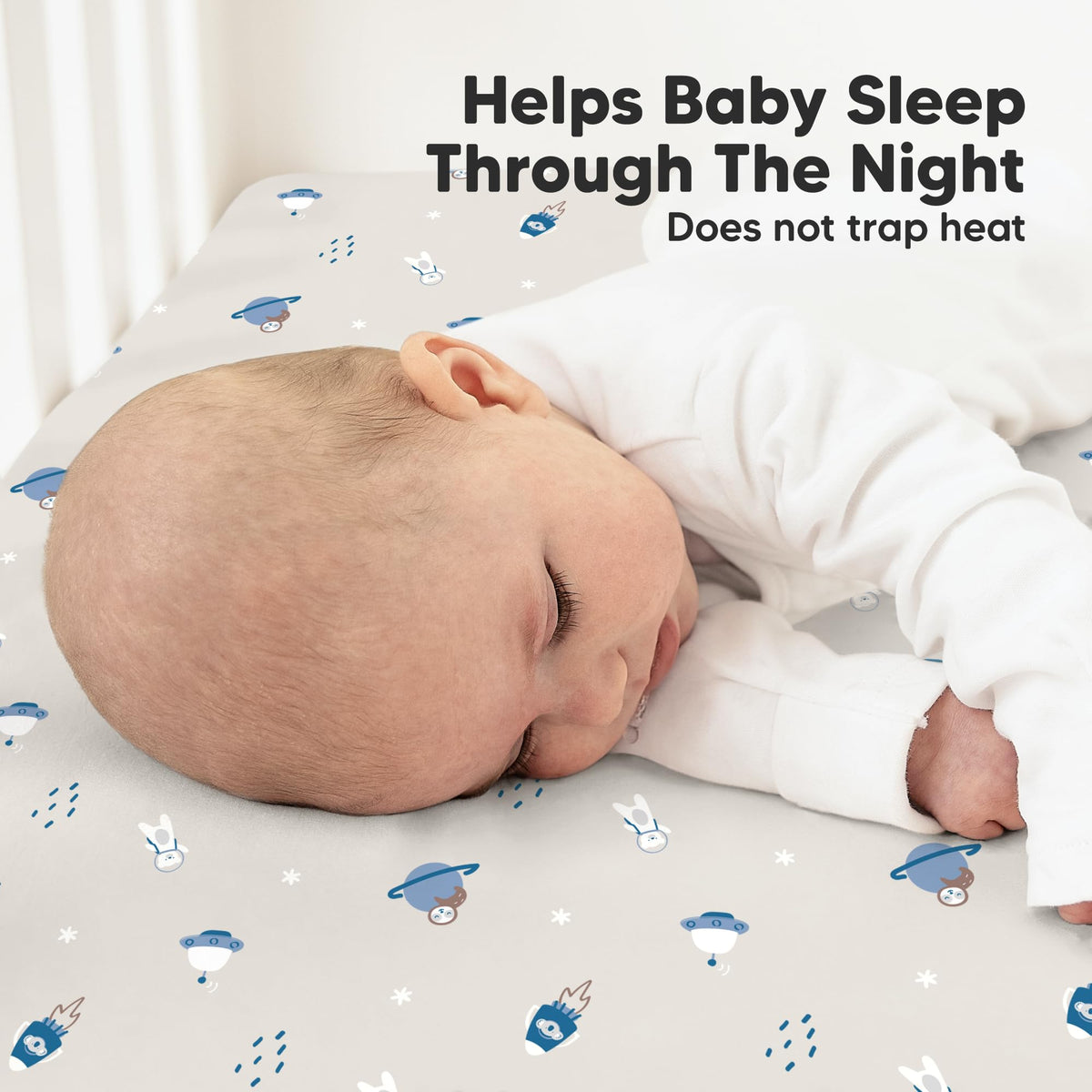 KeaBabies 2pk Organic Cotton Crib Sheets for Boys Girls 52x28, Soft White Jansha Store