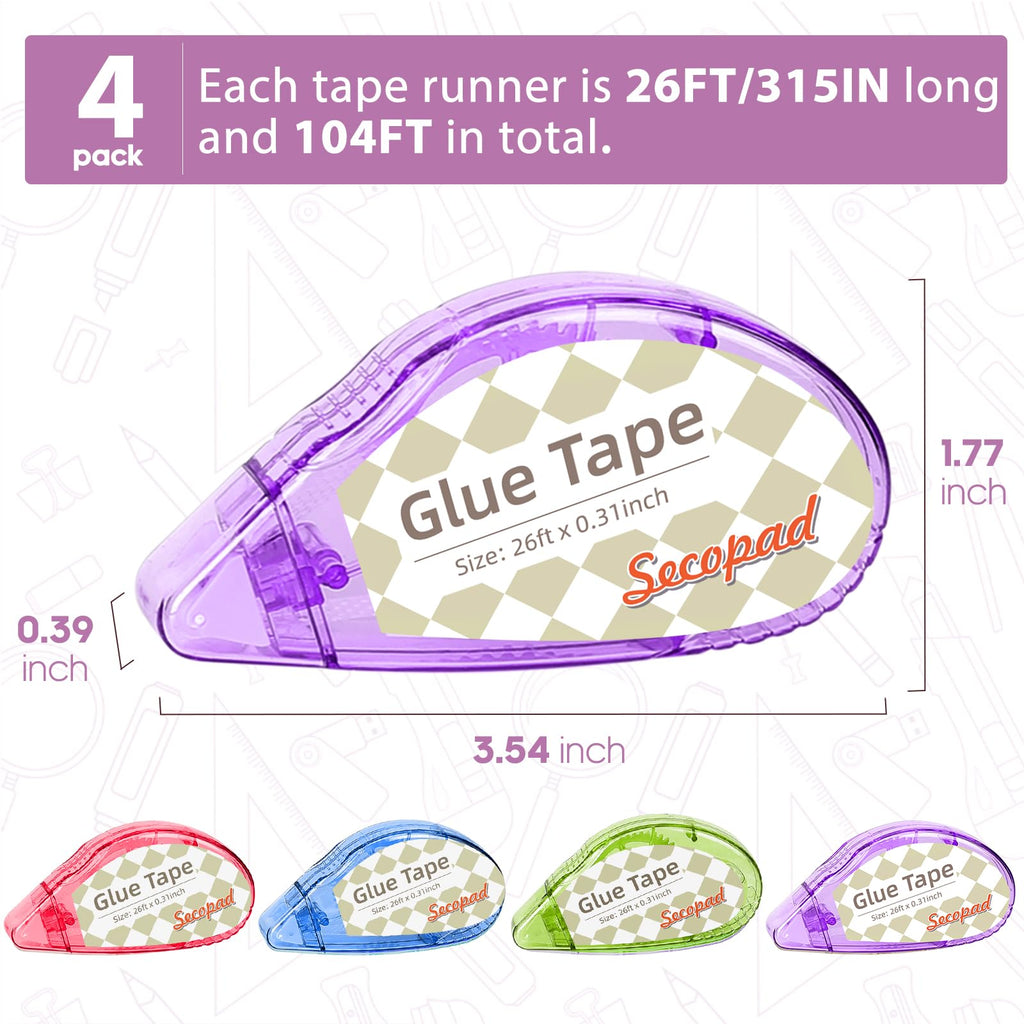Secopad Scrapbook Tape, Glue Tape for Crafts, 12 Pack, Clear Colored Shell Jansha Store
