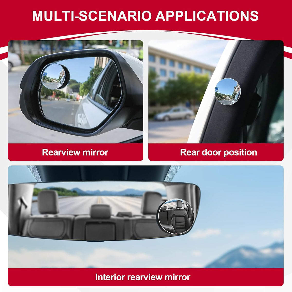 LivTee Blind Spot Mirror, 2" Round HD Glass Frameless Convex Rear View Mirrors Exterior Accessories with Wide Angle Adjustable Stick for Car SUV and Trucks, Pack of 2 Jansha Store