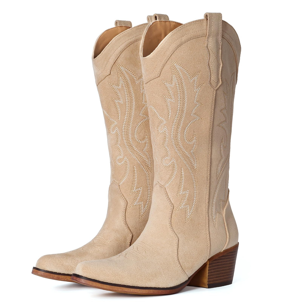 IUV Cowboy Boots For Women Western Cowgirl Boots Mid Calf Snip Toe Jansha Store