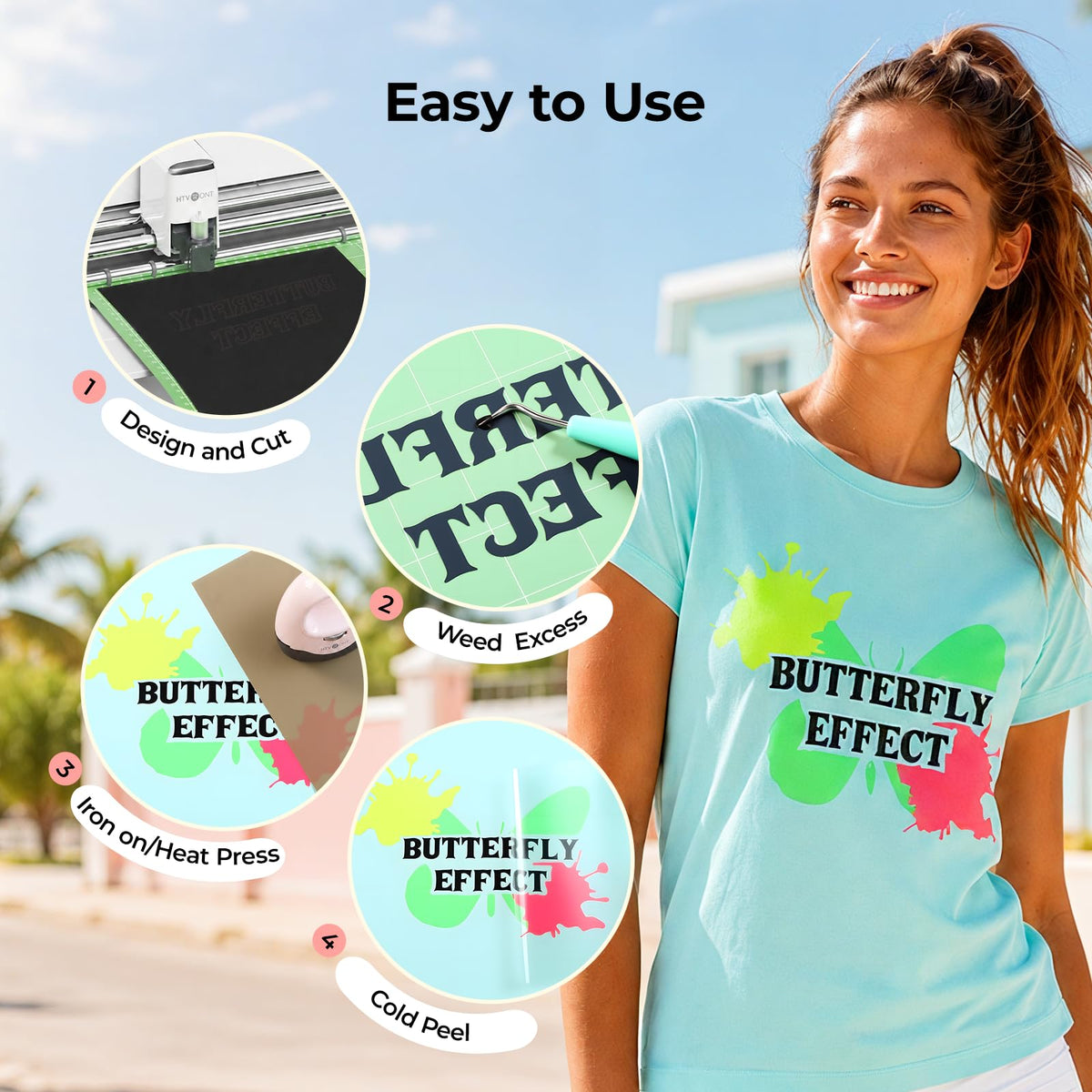 HTVRONT HTV Roll Heat Transfer Vinyl - 12" x 8ft White HTV Vinyl for Shirts Jansha Store