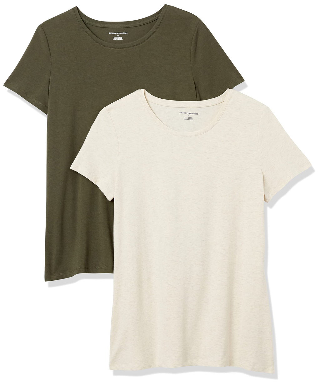 Amazon Essentials Women's Regular-Fit Short-Sleeve T-Shirt (V-Neck or Crewneck), Cotton Modal Blend, Pack of 2 Jansha Store