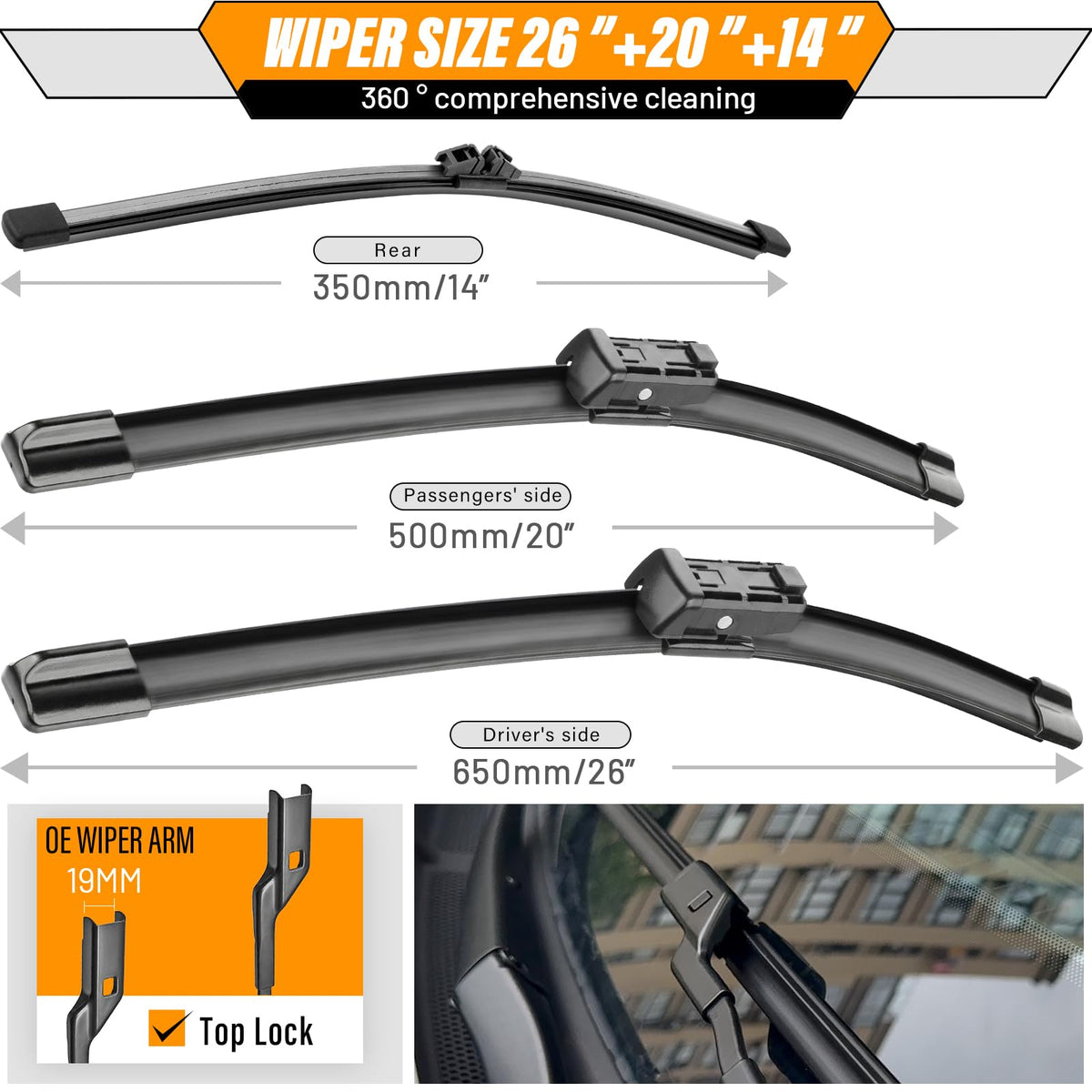 AUTOBOO Windshield Wiper Blade Replacement for Toyota RAV4 Mazda 5 Jansha Store