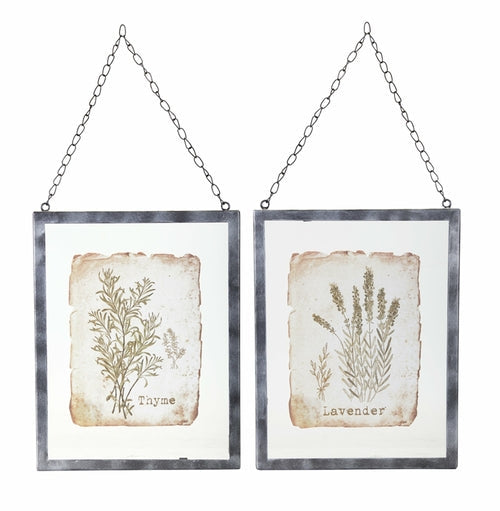 Lavender/Thyme Frame (Set of 2) 9.5" x 12.5" Glass/Metal Jansha Store