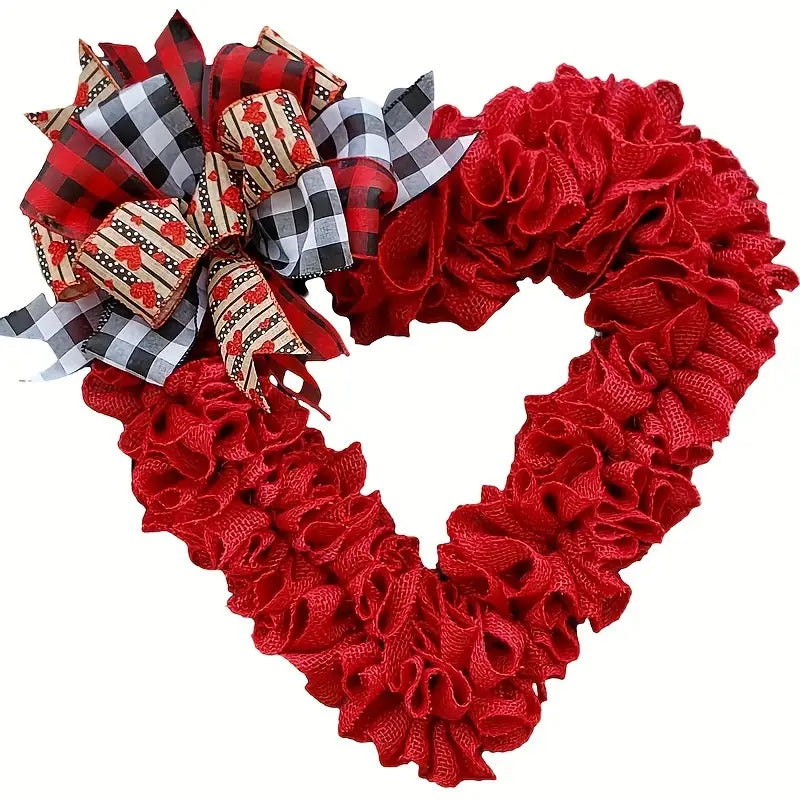Valentine's Day Wrinkled Hemp Rope Heart-shaped Wreath CAN