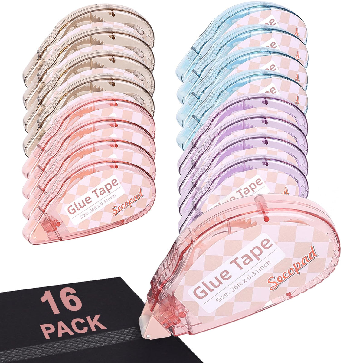 Secopad Scrapbook Tape, Glue Tape for Crafts, 12 Pack, Clear Colored Shell Jansha Store