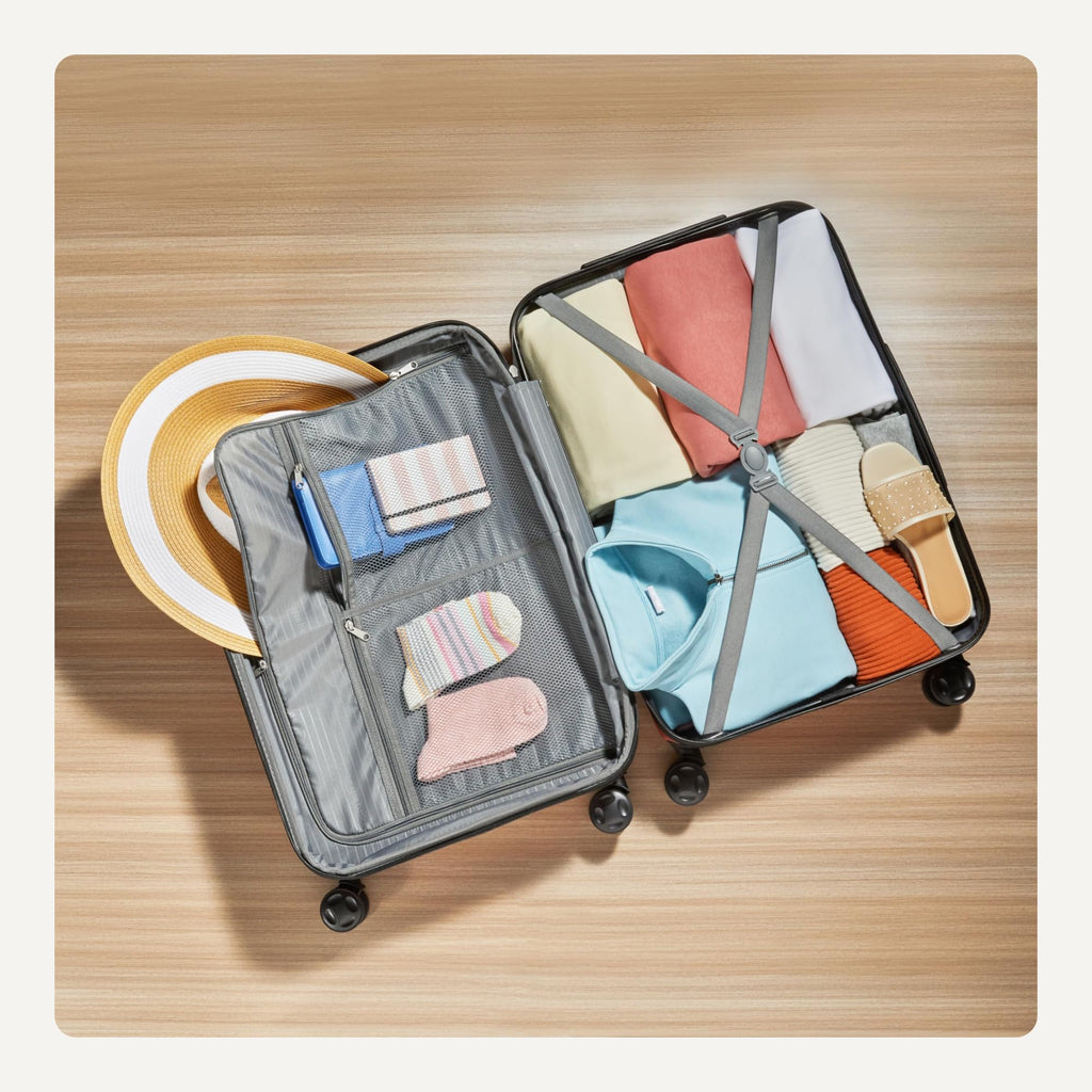 Amazon Basics 3-Piece Hardshell Suitcases Set (21", 26", 30"), Expandable For Up to 25% More Space, With Scratch-Resistant Finish, Four Multi-Directional Wheels, Rose Gold Jansha Store
