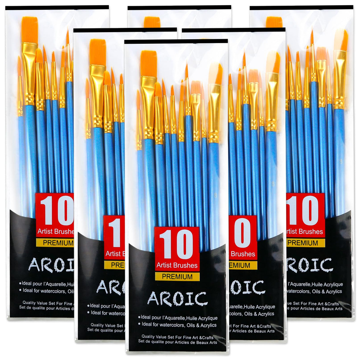 AROIC 10 Pcs Paint Brushes, Acrylic Oil Watercolor Painting Brush Set Jansha Store