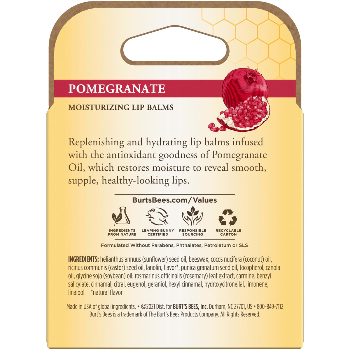 Burt's Bees Lip Balm, Pomegranate, 0.15 oz., 4 Tubes Jansha Store