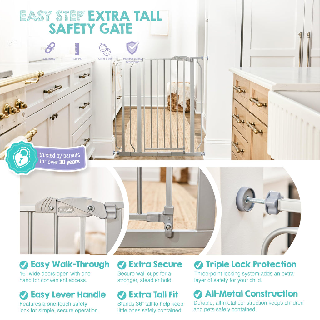 Regalo Safety 29"-38.5" Easy Step Baby Gate, Bottom of Stairs & Doorways Jansha Store