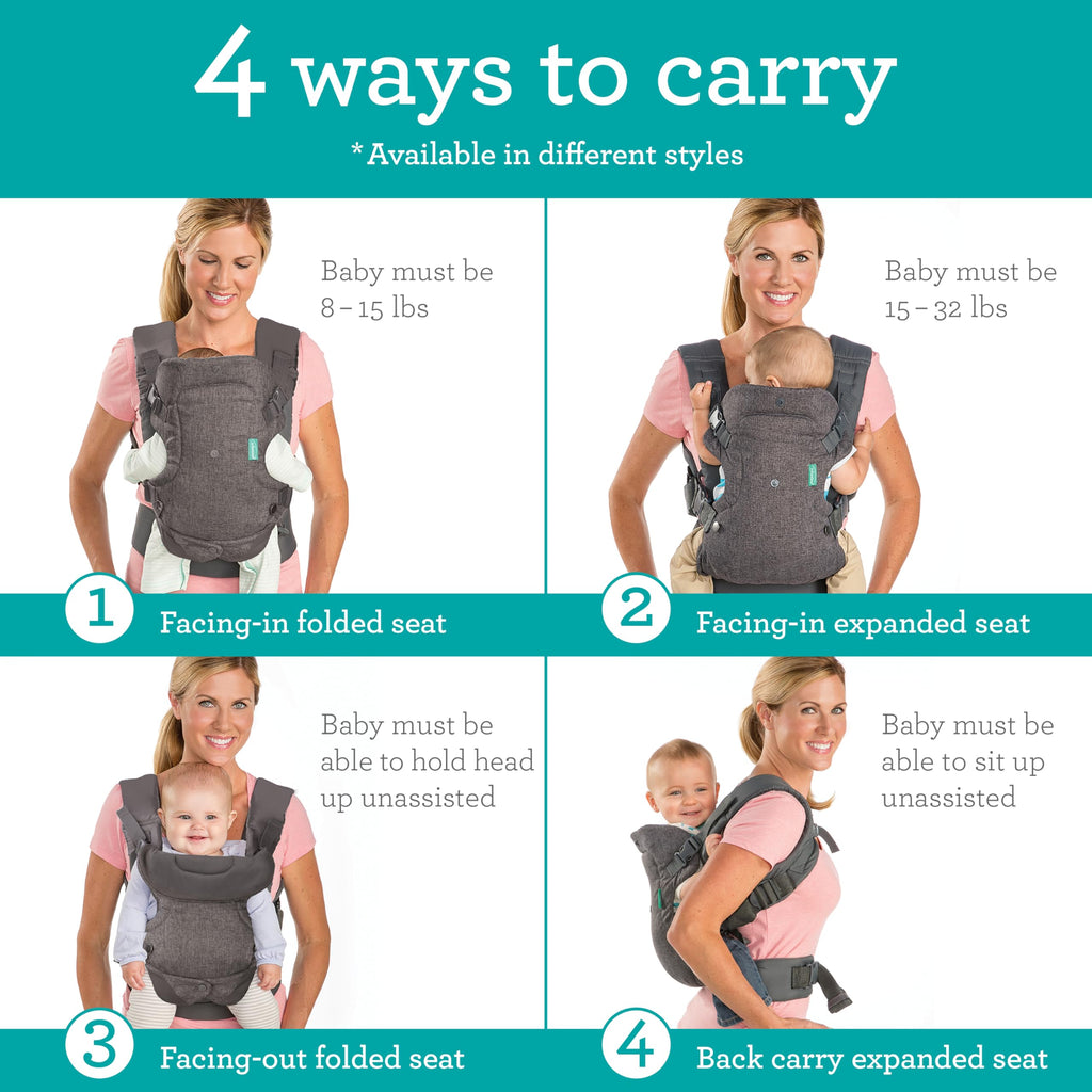 Infantino Flip 4-in-1 Baby Carrier Convertible Ergonomic, Rainbow Jansha Store