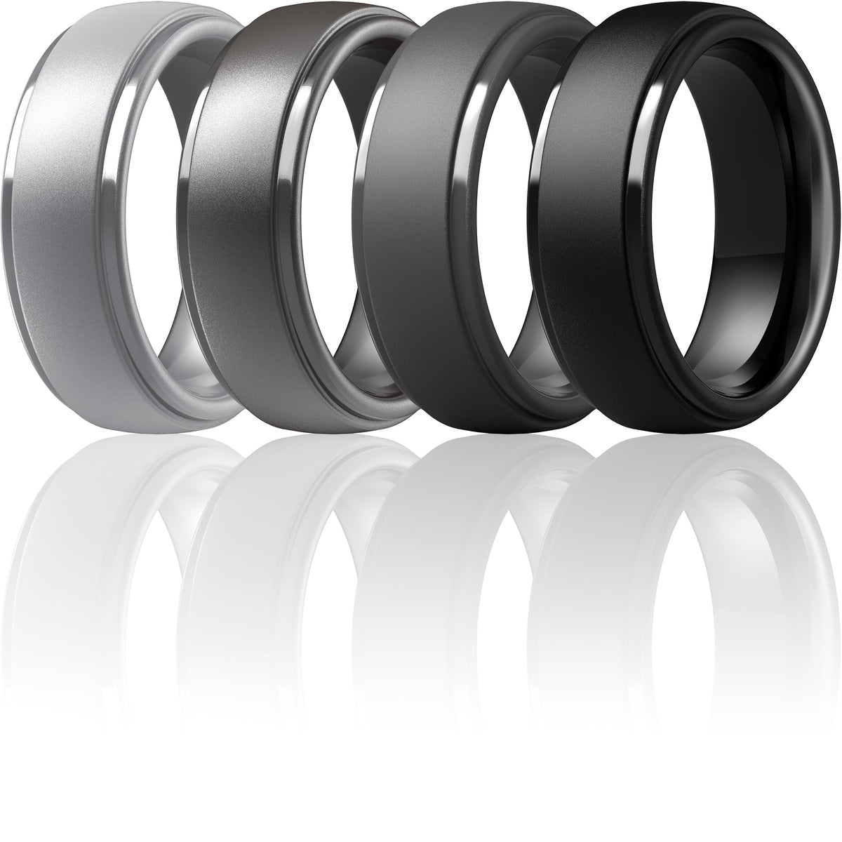 ThunderFit Silicone Rings for Men, Step Edge Rubber Wedding Bands 10mm Wide Jansha Store