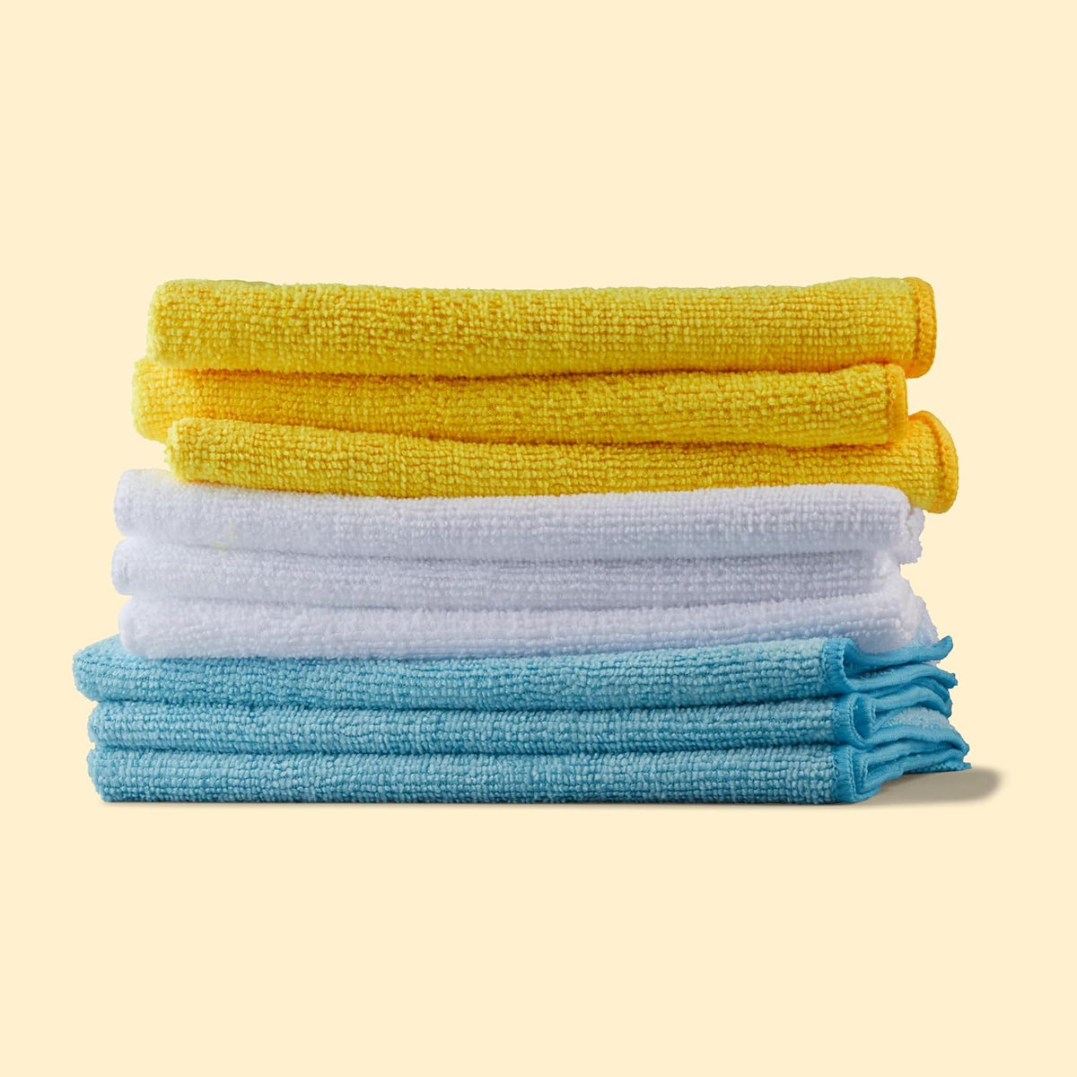 Amazon Basics Microfiber Cleaning Cloths, Ultra Absorbent, Lint Free, Streak Free, Non-Abrasive, Reusable and Washable, 16" x 12", Blue/White/Yellow, Pack of 24 Jansha Store