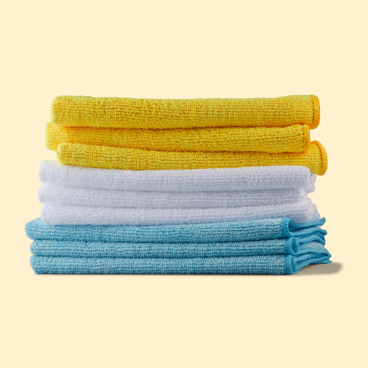 Amazon Basics Microfiber Cleaning Cloths, Ultra Absorbent, Lint Free, Streak Free, Non-Abrasive, Reusable and Washable, 16" x 12", Blue/White/Yellow, Pack of 24 Jansha Store