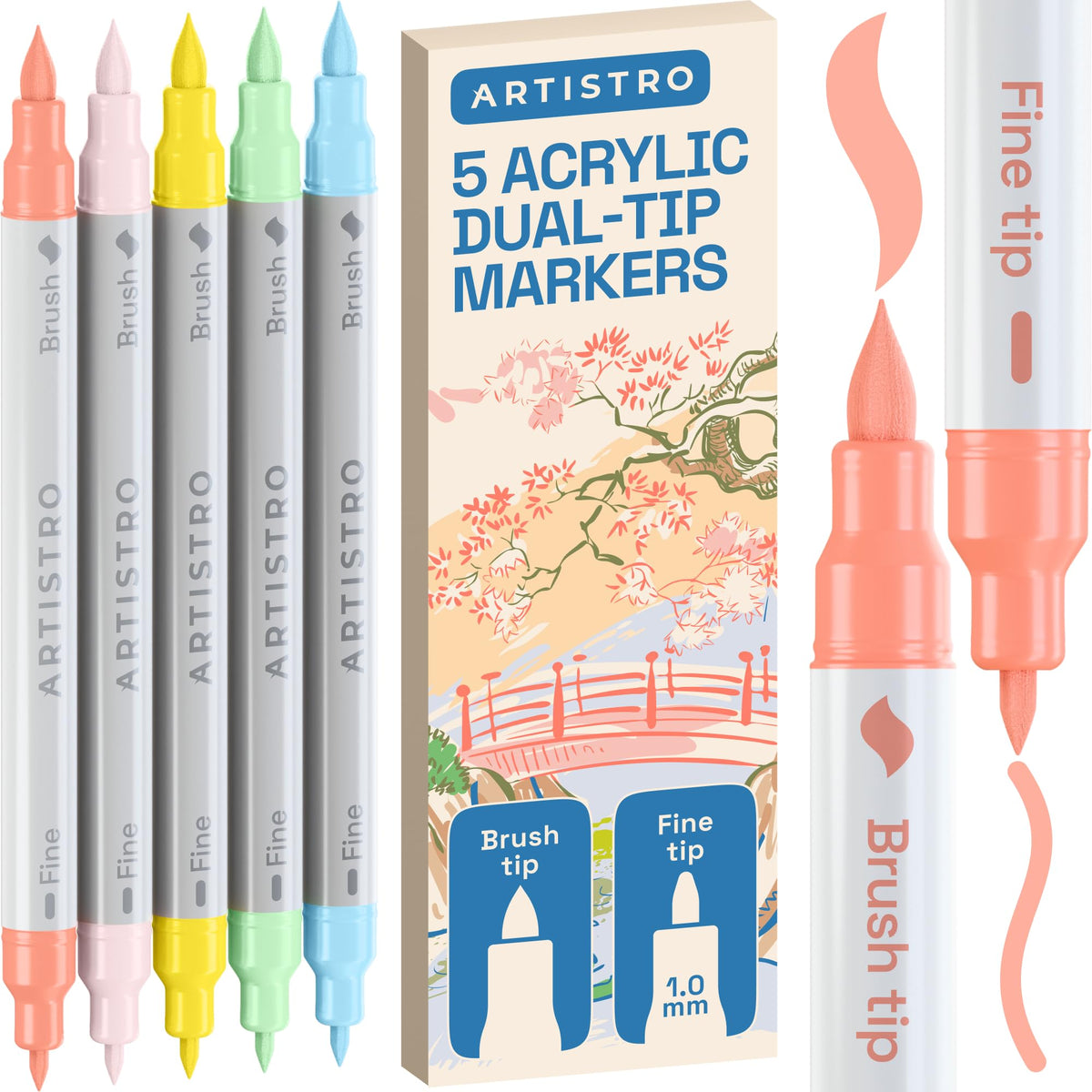 ARTISTRO 36 Multicolor Dual-Tip Acrylic Paint Marker Pens for Drawing Jansha Store