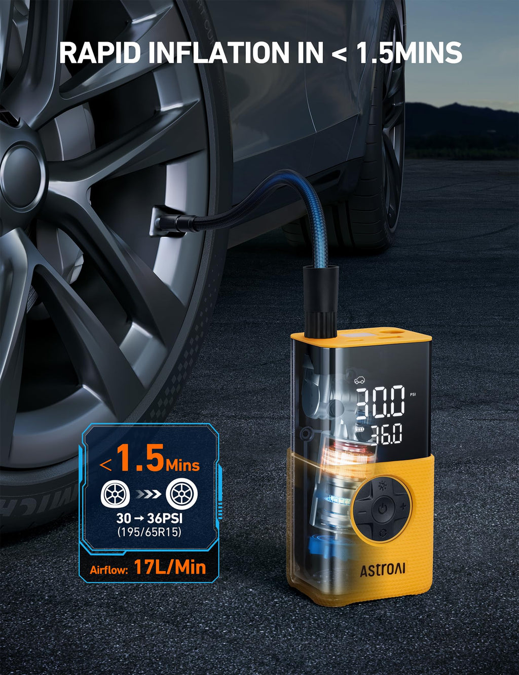 AstroAI L7 Tire Inflator Portable Air Compressor,150 PSI Cordless Bike Pump Jansha Store