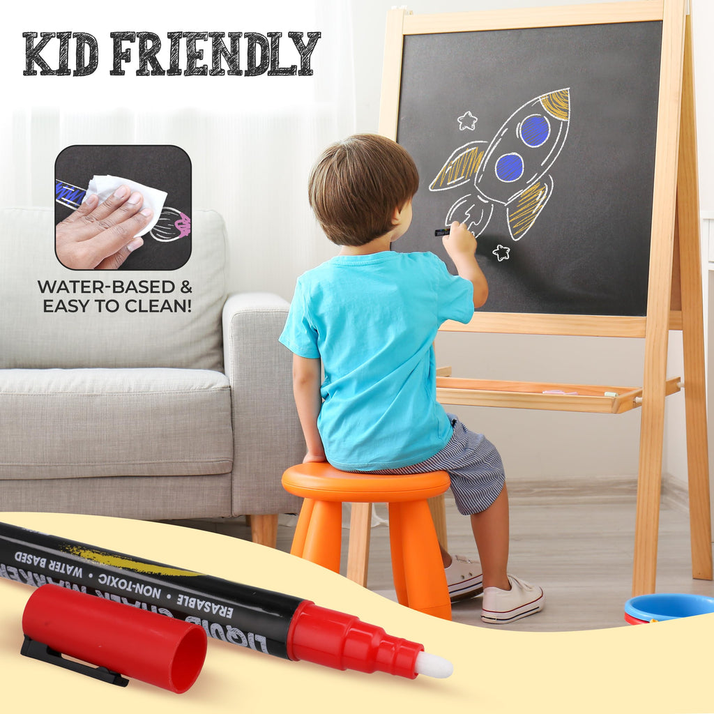 Bandle B. Chalk Markers - 8 Vibrant, Erasable, Non-Toxic, Water-Based, Reversible Tips. For Glass or Chalkboard Markers for Businesses, Restaurants, Liquid Drawing Chalk (Vibrant 6mm) Jansha Store