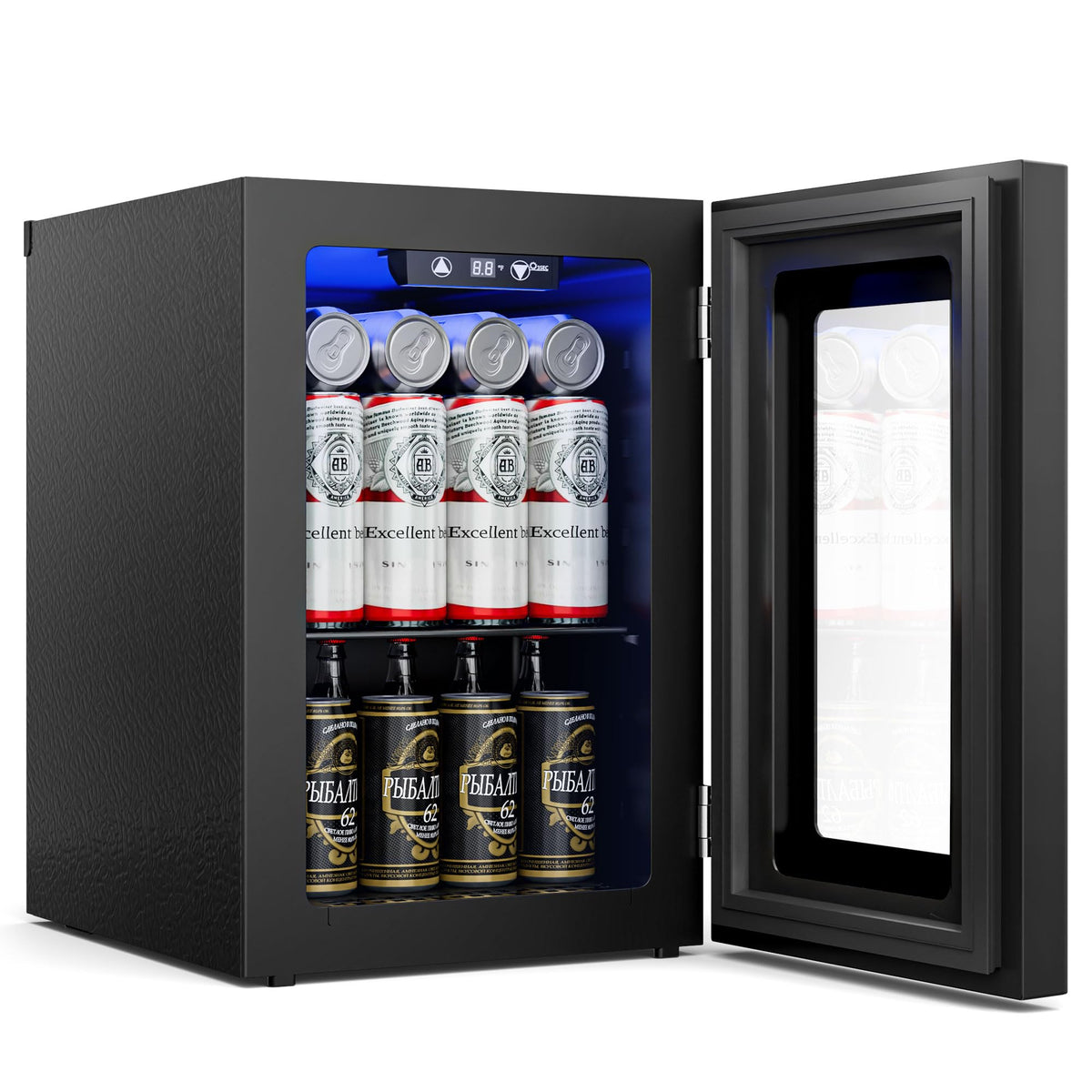130 Can Beverage Refrigerator, 3.2 Cu.Ft Mini Fridge Beverage Cooler Jansha Store