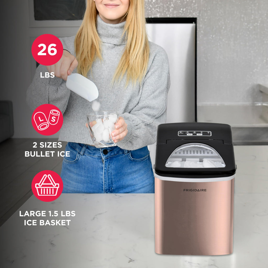 Frigidaire 26 Lbs per Day Portable Compact Maker, Ice Making Machine, Stainless, Medium Jansha Store