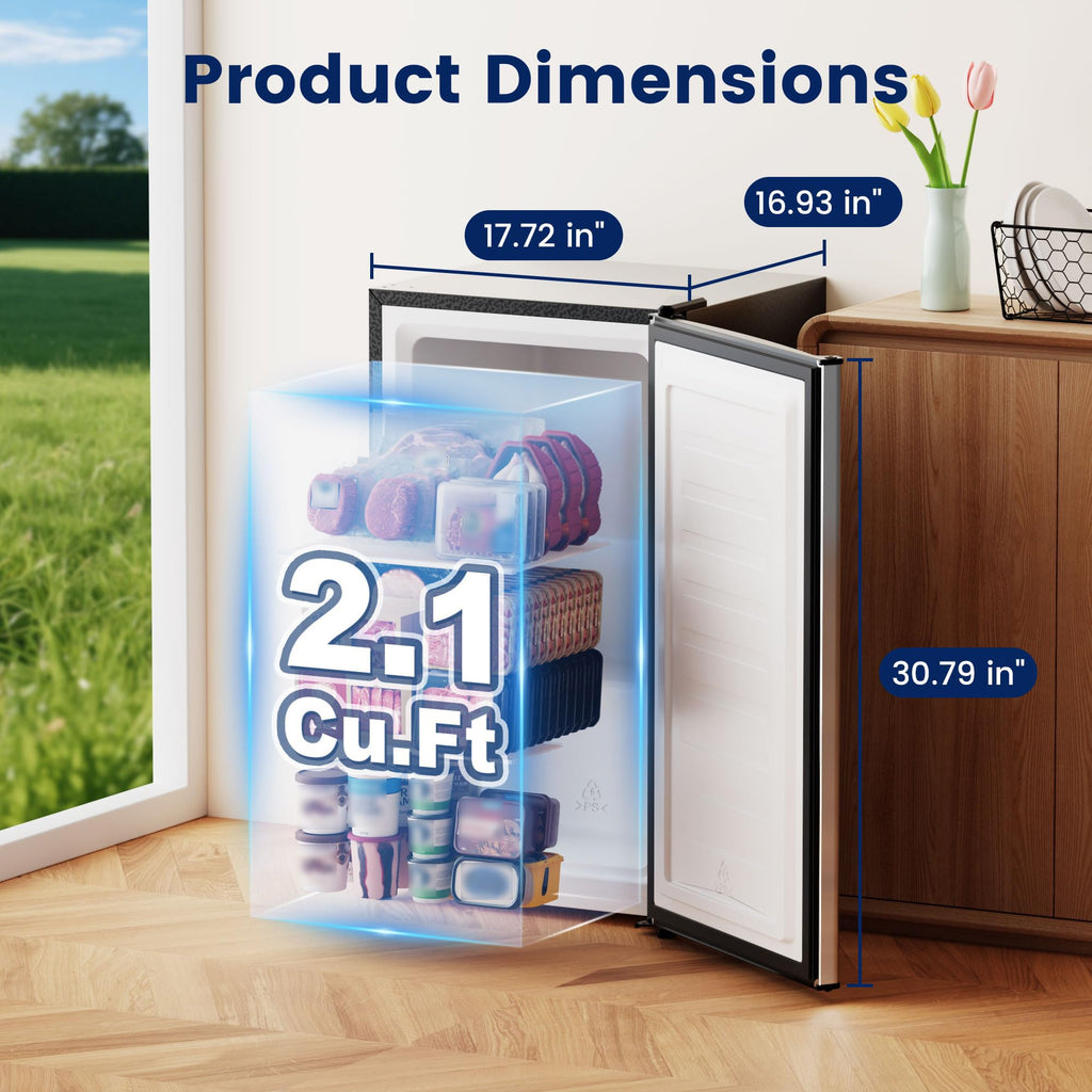 BANGSON 1.1 Cu.ft Upright Mini Freezer for Dorms Apartment, Silver Jansha Store