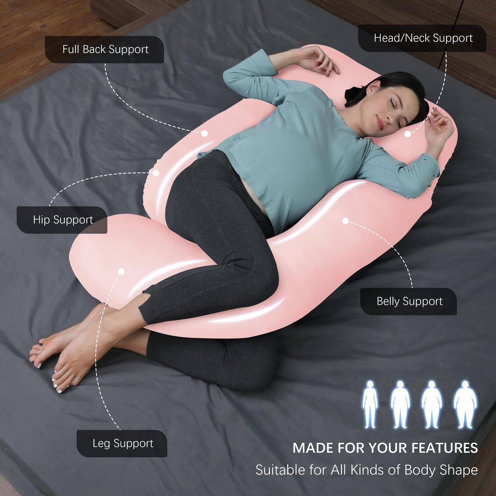 MOON PARK Pregnancy Pillows for Sleeping - U Shaped Full Body Maternity Pillow with Removable Cover - Support for Back, Legs, Belly, HIPS - 65 Inch - Purple Jansha Store