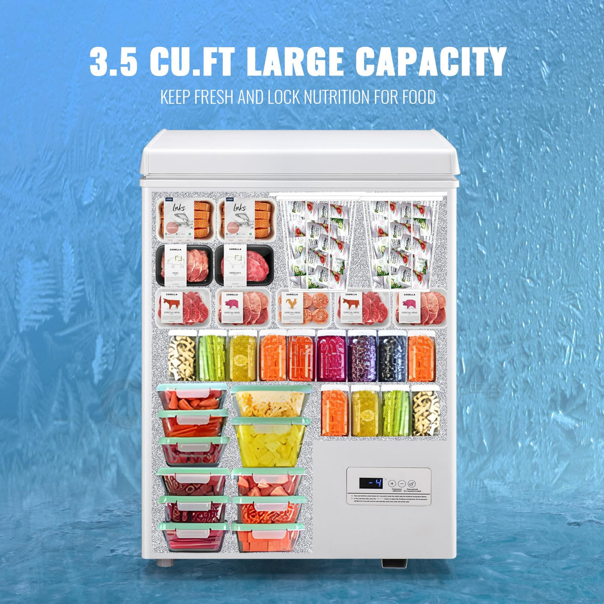 DEMULLER Chest Freezer 5.0Cubic Feet Deep Freezer Freestanding Freezers with 2 Removable Stainless Steel Basket, Mini Freezer Top Open Door Compact Freezer with Electronic Control 41℉ to -15℉BLACK Jansha Store