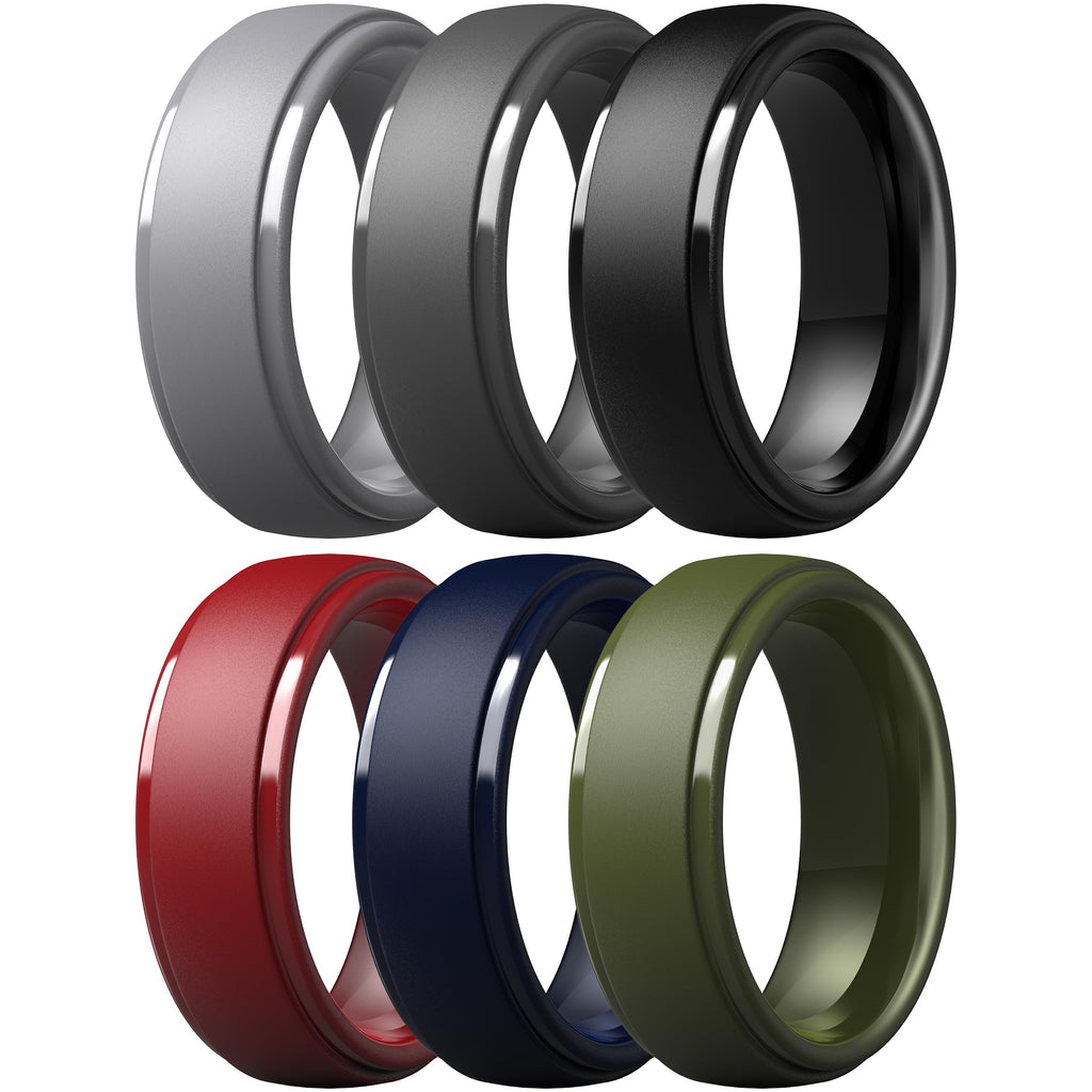 ThunderFit Silicone Rings for Men, Step Edge Rubber Wedding Bands 10mm Wide Jansha Store