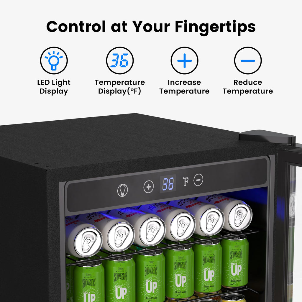Feelfunn 3.2 Cu. Ft. Beverage Refrigerator, 126-Can Mini Fridge, 34-64°F Jansha Store