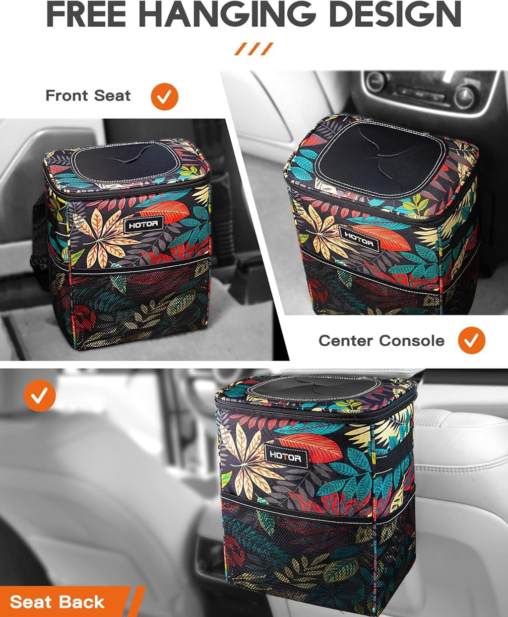 HOTOR Car Trash Can, Leakproof Car Organizer, 2-Gallon, Black Jansha Store