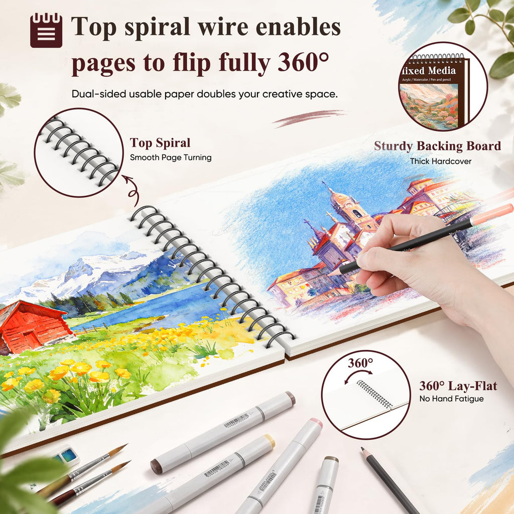 Soucolor Sketch Book 9" x 12", 100 Sheets Kids Art Sketchbook Drawing Pad Jansha Store