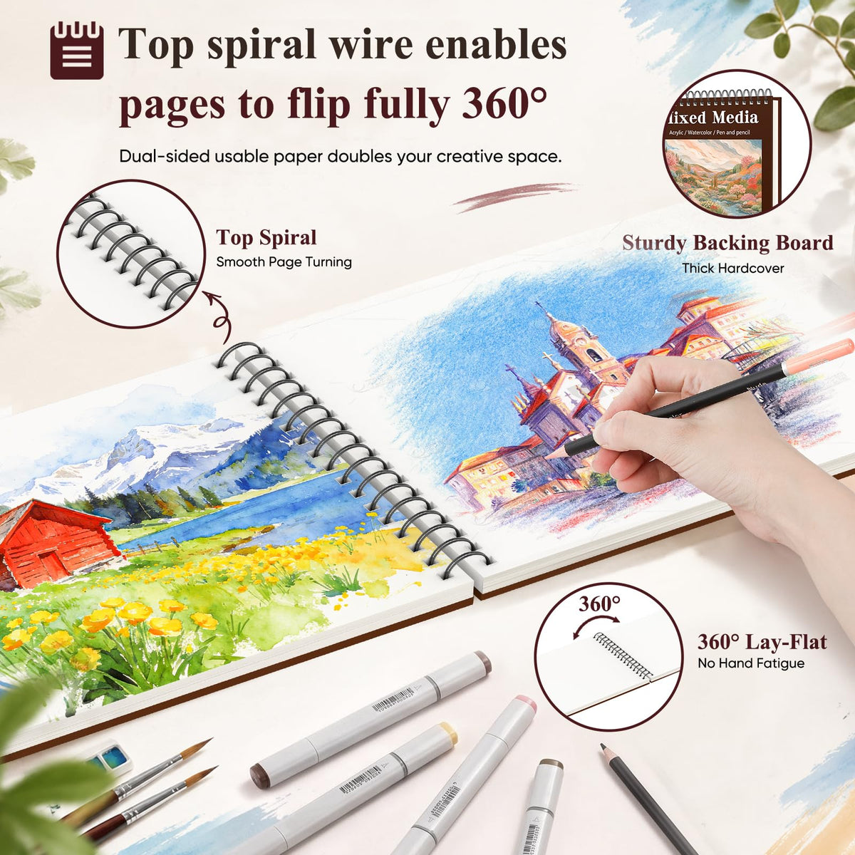 Soucolor Sketch Book 9" x 12", 100 Sheets Kids Art Sketchbook Drawing Pad Jansha Store