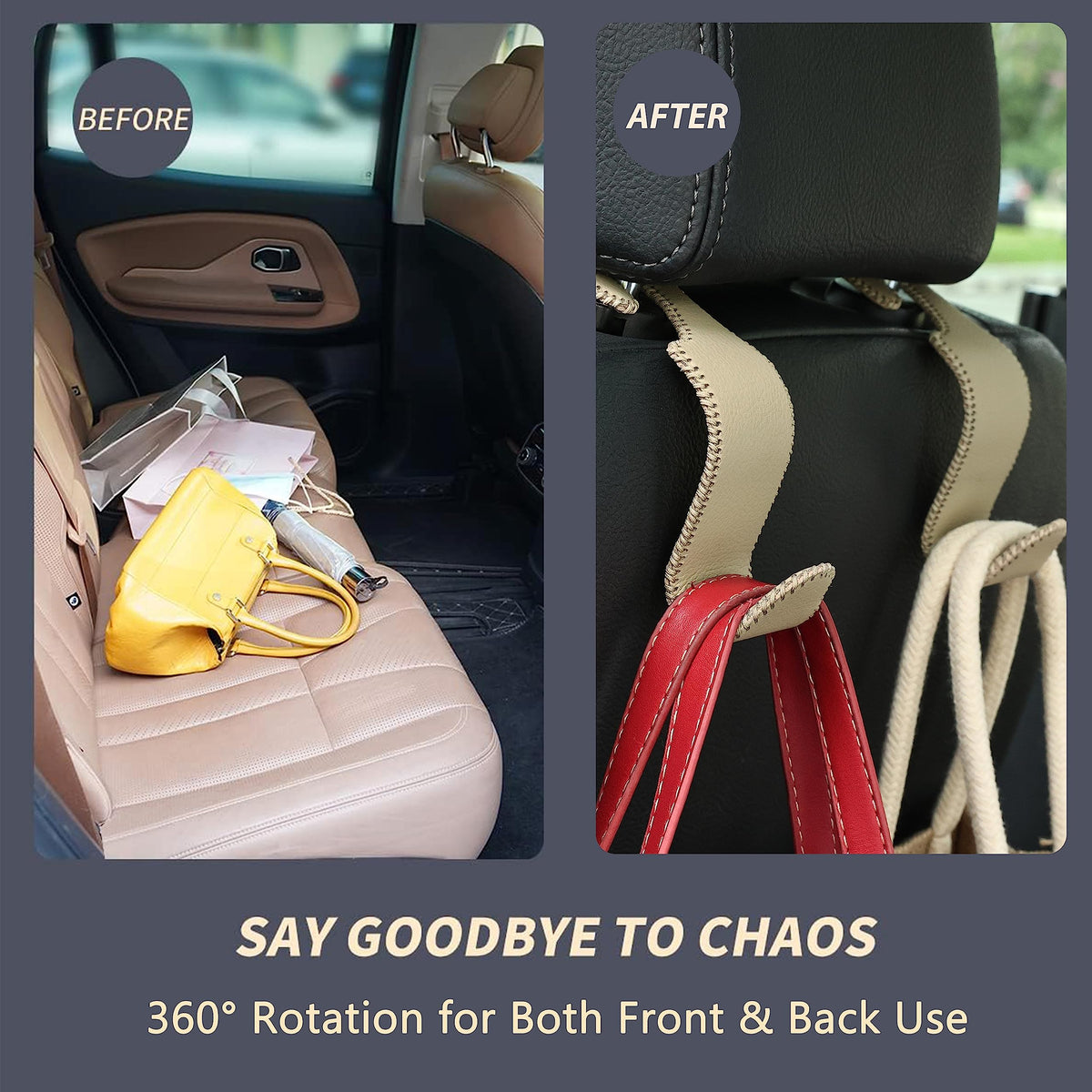 4-Pack Car Headrest Hooks Holds 55lbs Seat Storage Organizer for Bags Jansha Store
