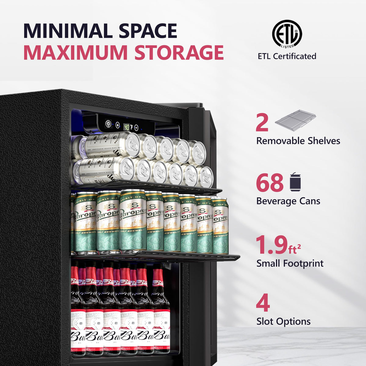 Icyglee 126 Can Mini Fridge, 3.2 Cu.Ft Beverage Refrigerator, Drink Cooler Jansha Store