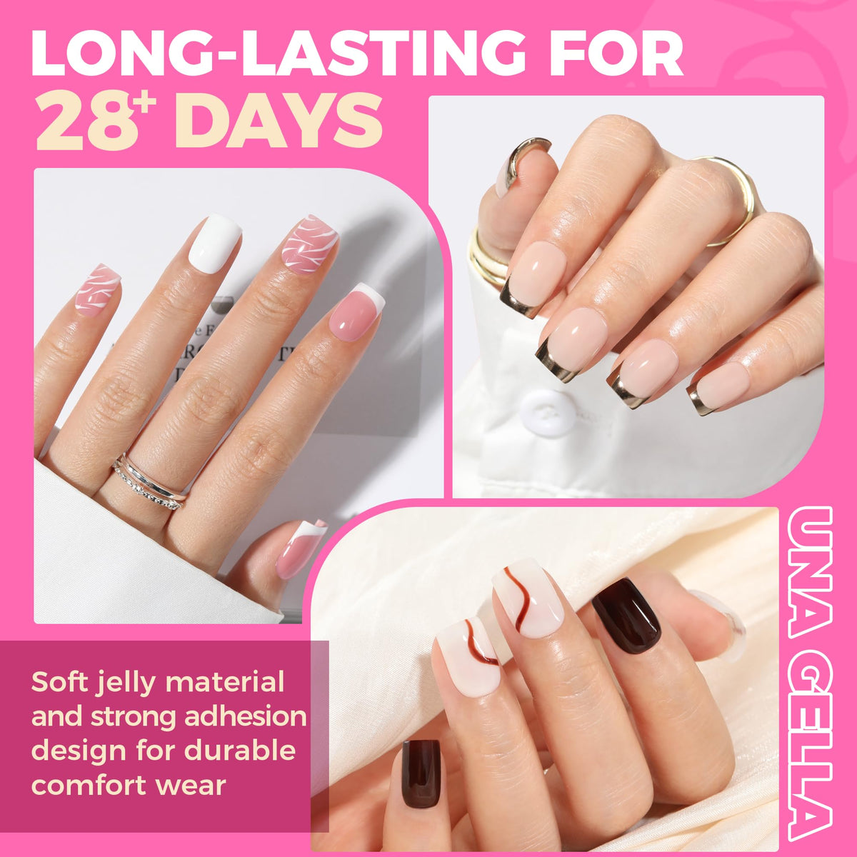 UNA GELLA Short Almond Nail Tips 504PCS Short Fake Nails Soft Press Ons Jansha Store