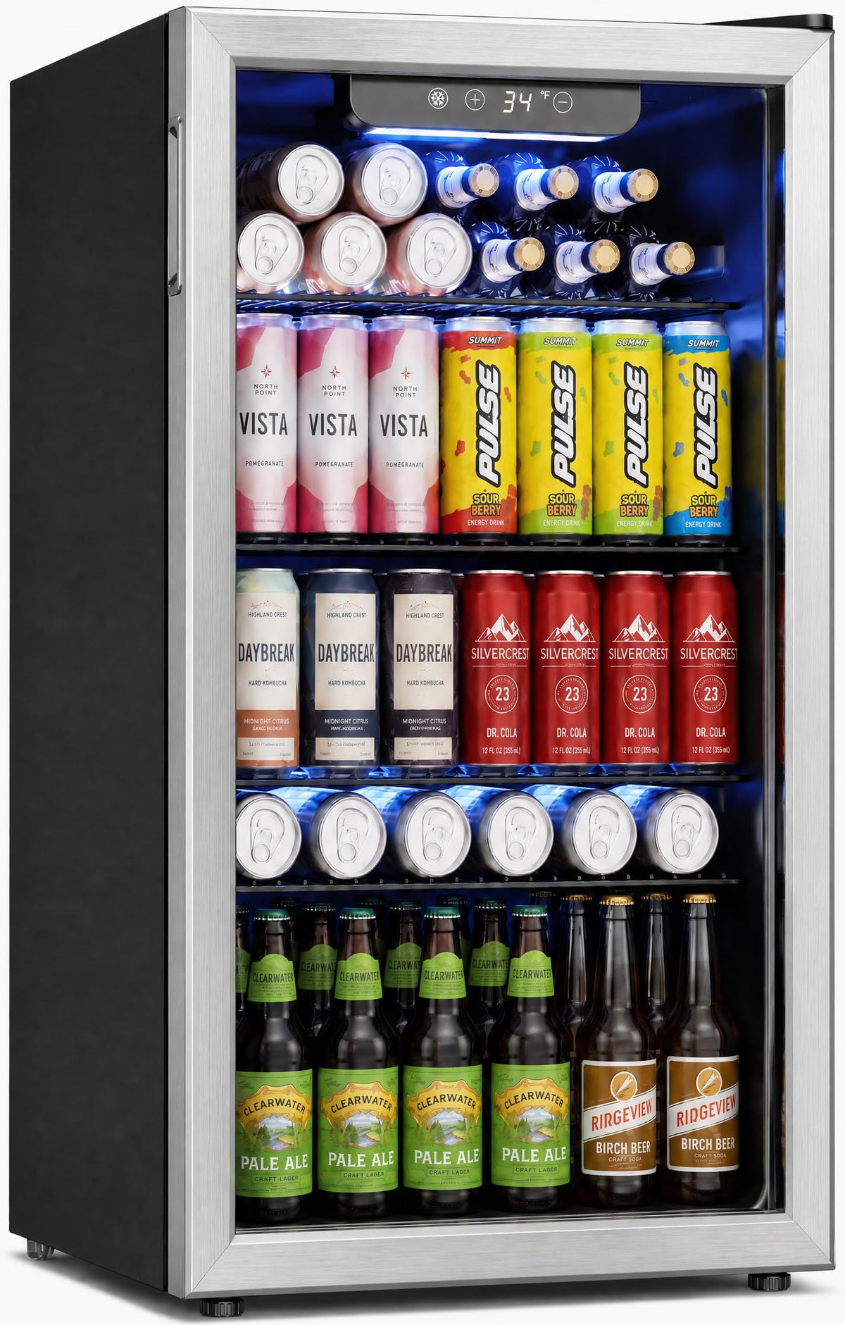 Icyglee 126 Can Mini Fridge, 3.2 Cu.Ft Beverage Refrigerator, Drink Cooler Jansha Store