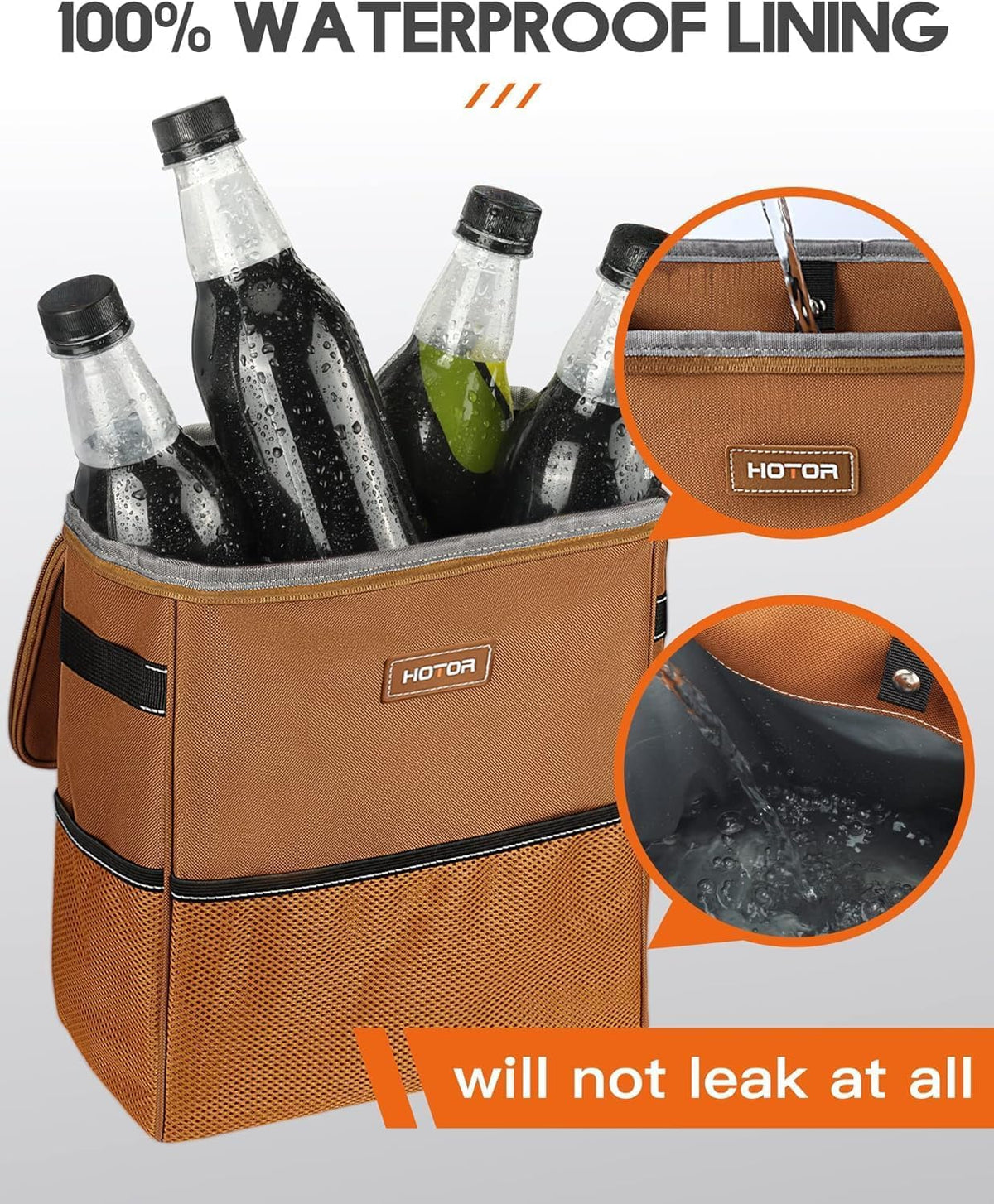 HOTOR Car Trash Can, Leakproof Car Organizer, 2-Gallon, Black Jansha Store