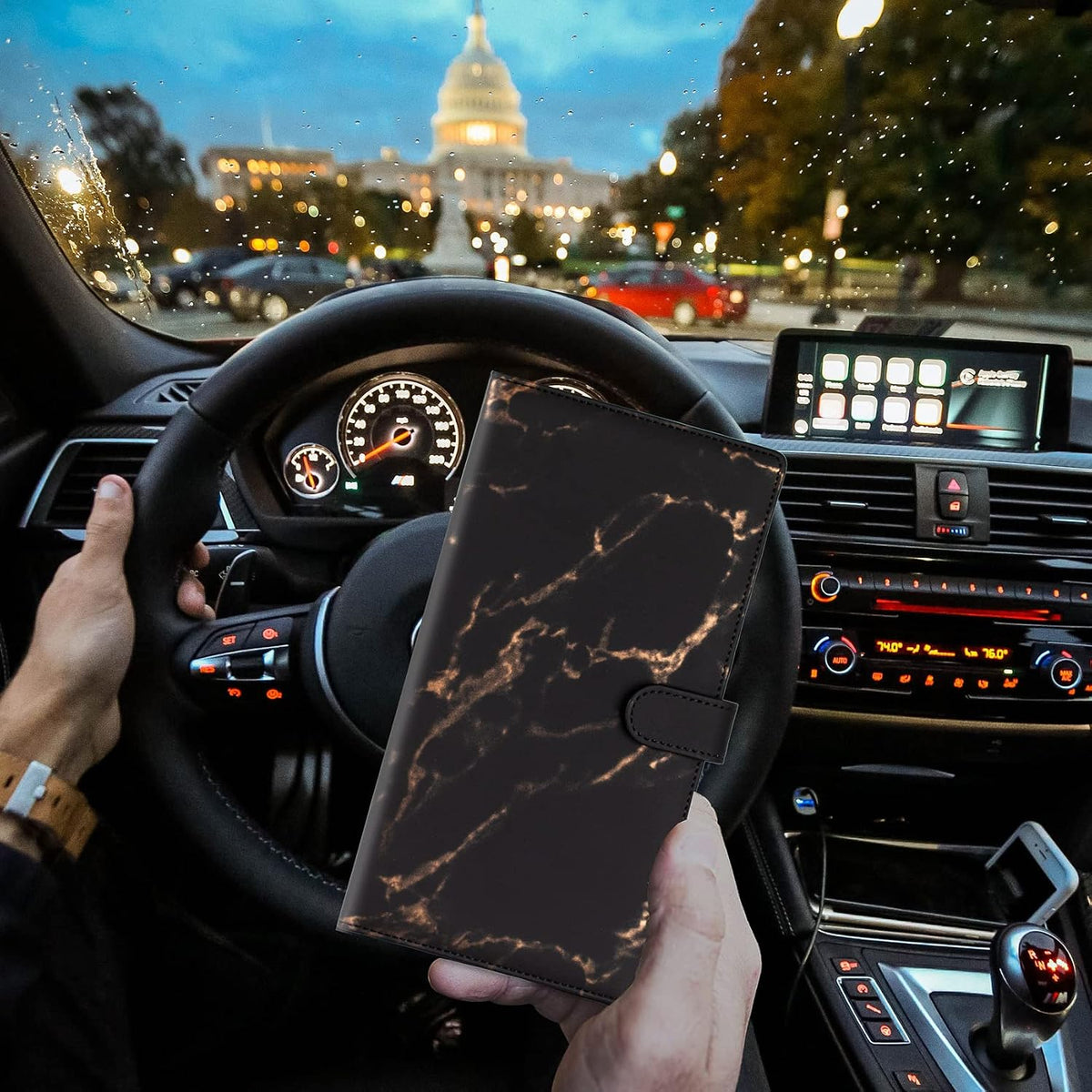TOURSUIT Car Registration and Insurance Card Holder, Marble Black Jansha Store