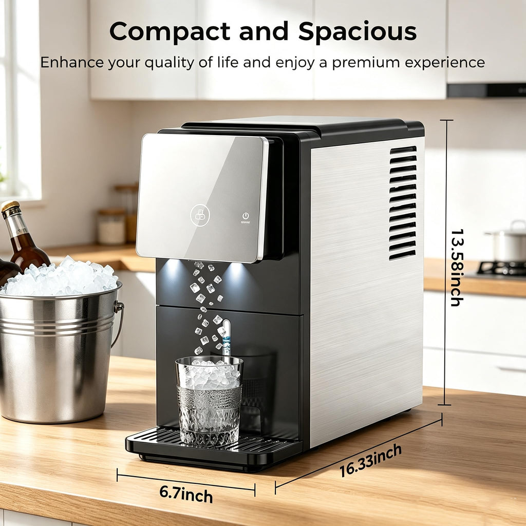 COWSAR Nugget Countertop Ice Maker, 33 lbs/Day Chewable Pellet Ice Machine with Self-Cleaning, Auto Lighting & Measured Dispensing, Portable Pebble Ice Maker for Home, Kitchen, Office, Black Jansha Store