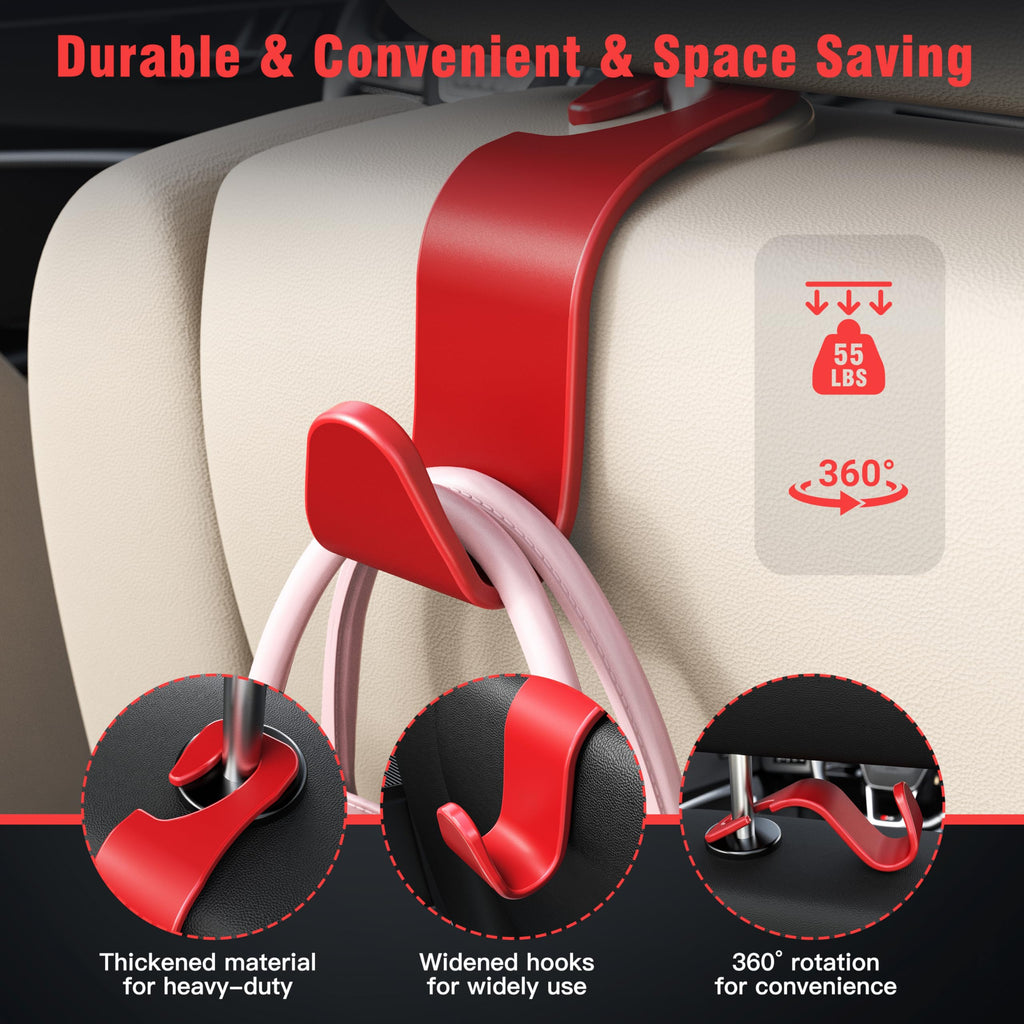 4-Pack Car Headrest Hooks Holds 55lbs Seat Storage Organizer for Bags Jansha Store