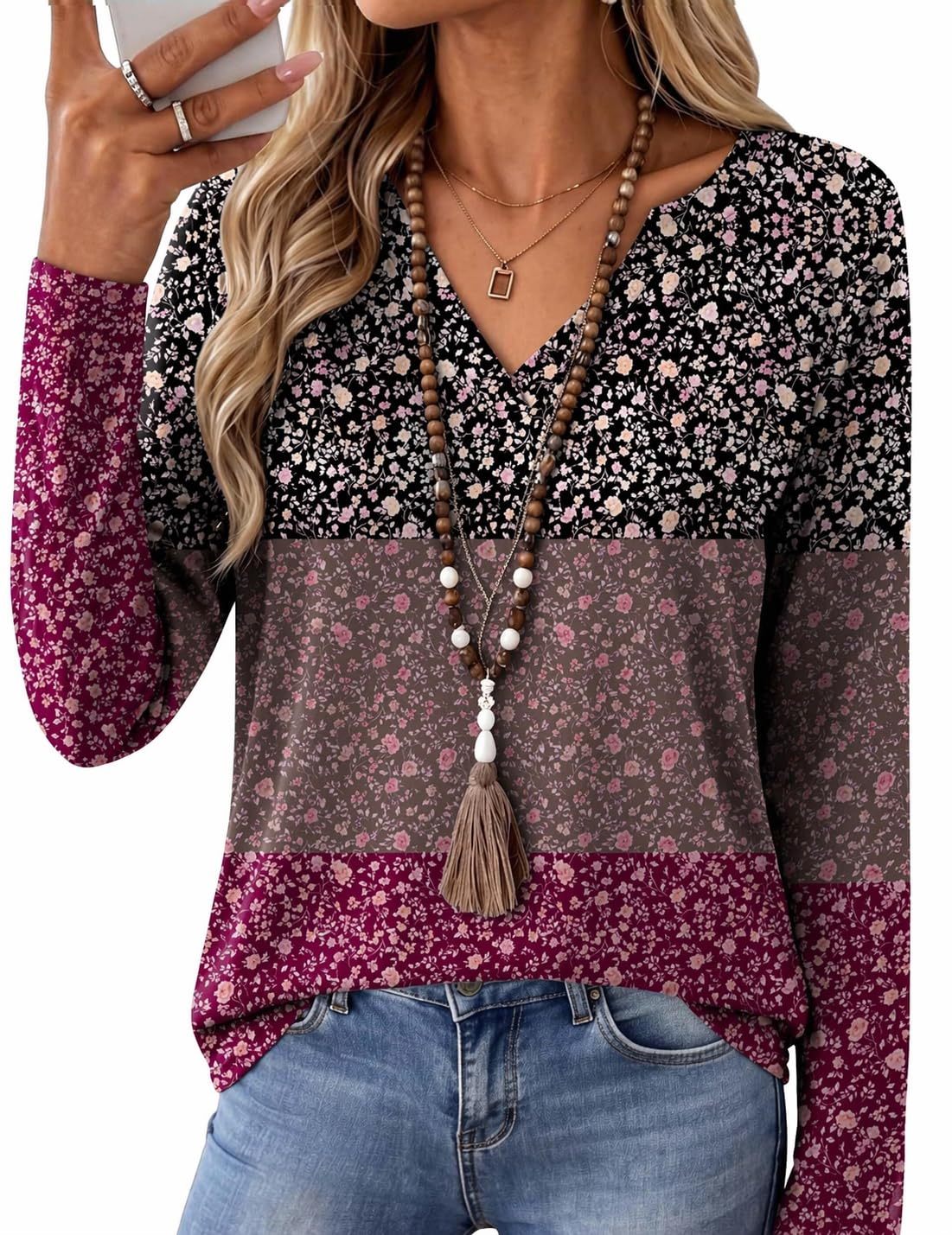 Zeagoo Womens Tops Long Sleeve V Neck Tee Shirts Cute Dressy Casual Jansha Store