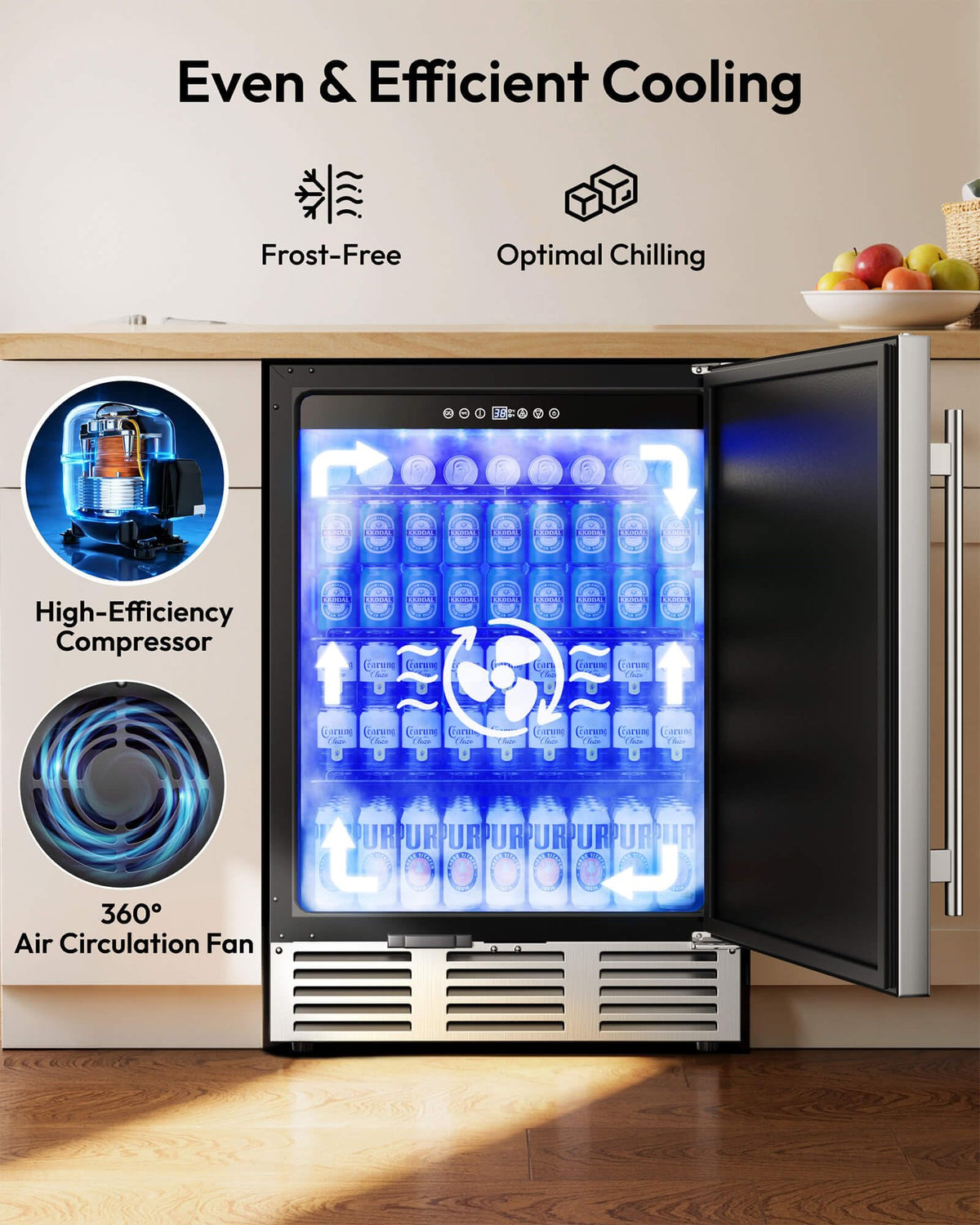 EUHOMY 24 Can Mini Fridge, 18L Beverage Refrigerator with Quiet Compressor Jansha Store