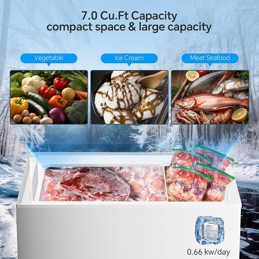 Kismile 7.0 Cubic Feet Chest Freezer, Deep Freezer for Home, White Jansha Store