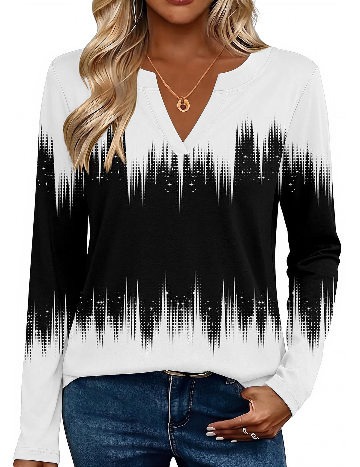 Zeagoo Womens Tops Long Sleeve V Neck Tee Shirts Cute Dressy Casual Jansha Store