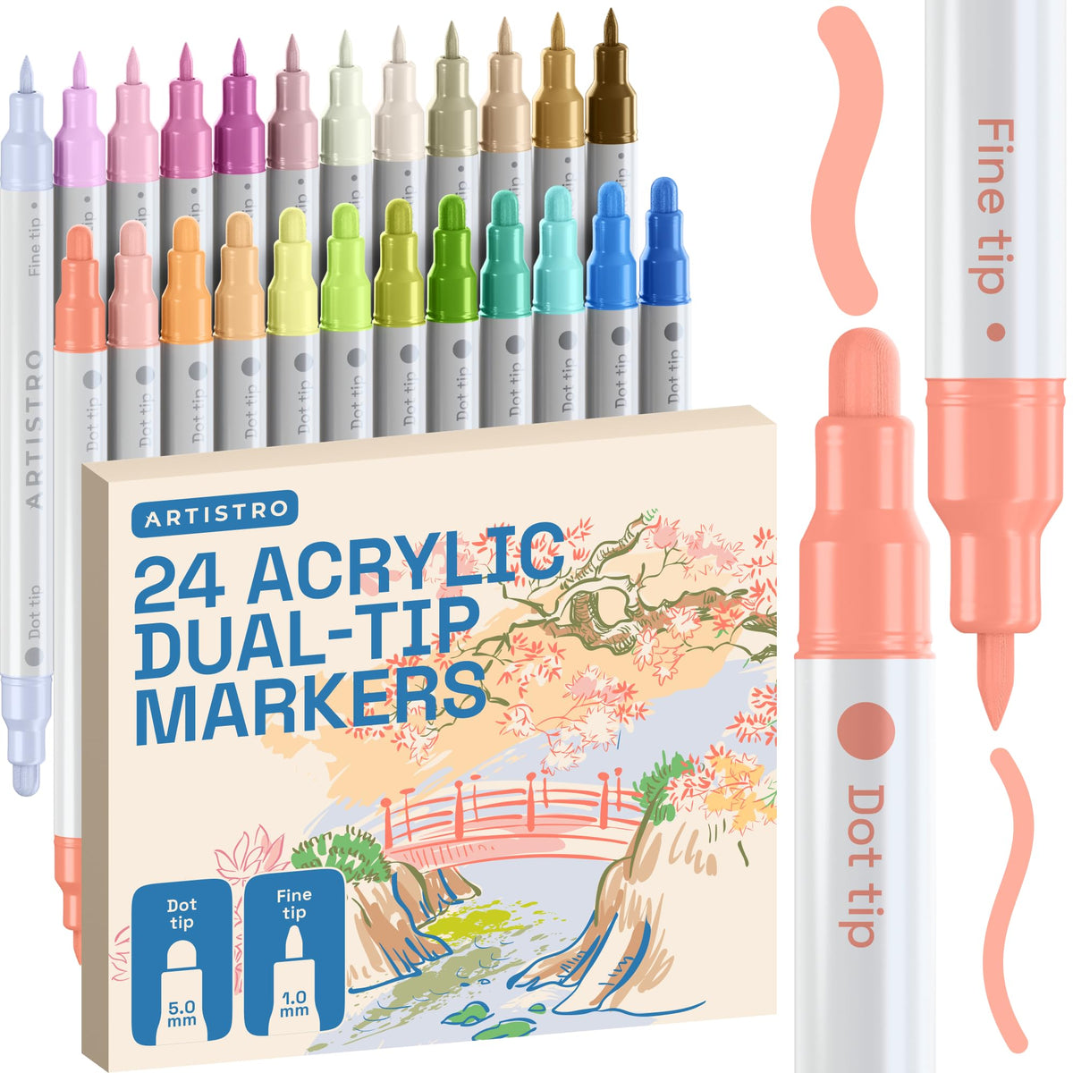ARTISTRO 36 Multicolor Dual-Tip Acrylic Paint Marker Pens Jansha Store