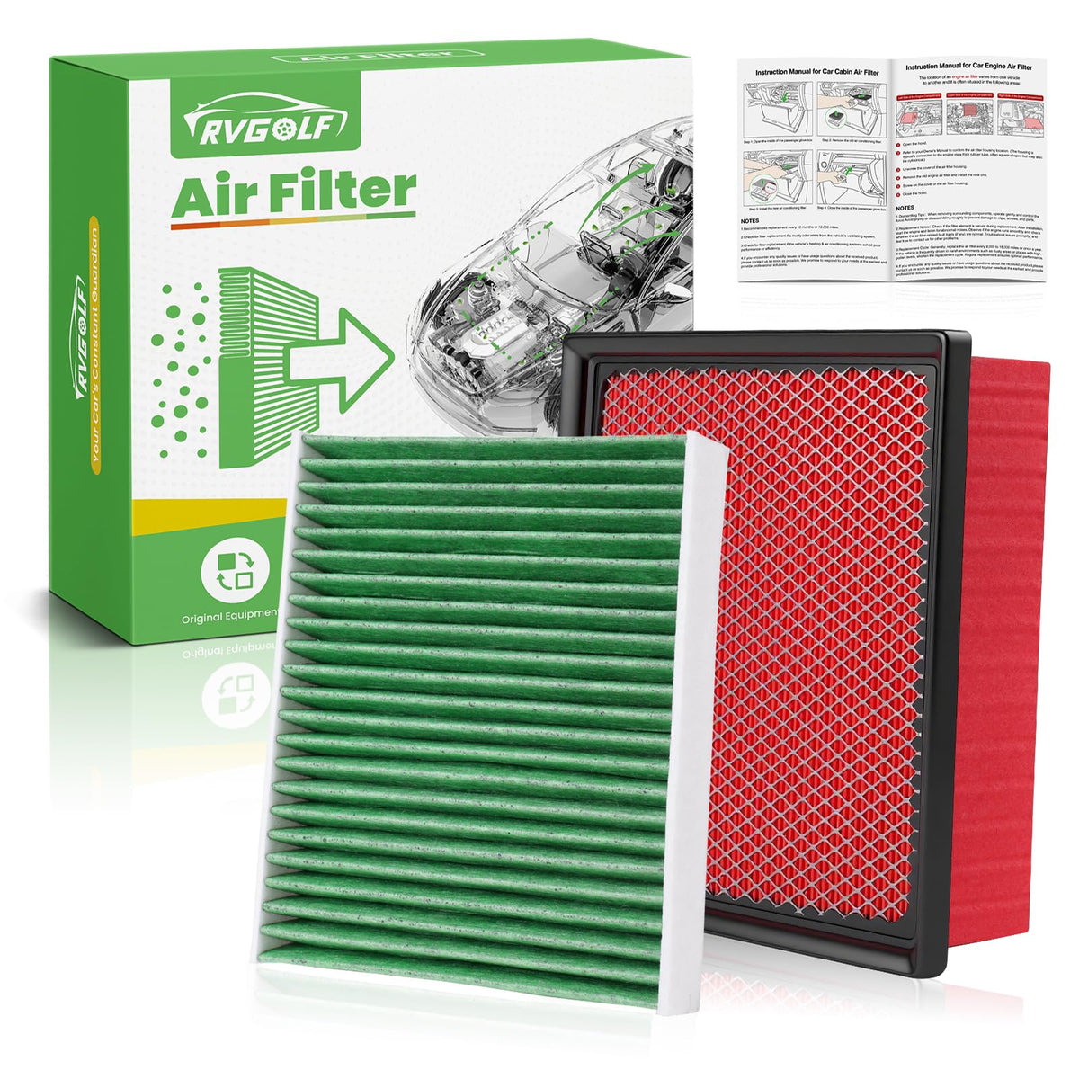 Not for Hybrid, Engine+Cabin Air Filter Fit 2015-2019 Sonata 2.4L (Gas) Jansha Store