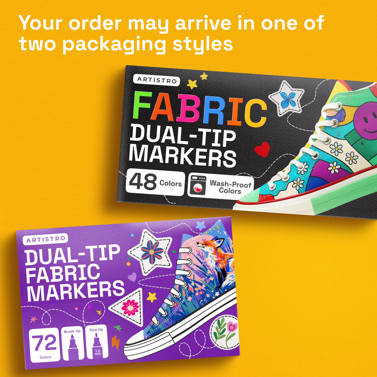 ARTISTRO 5 Black Dual-Tip Fabric Markers Decorating Kit, for Clothes Jansha Store