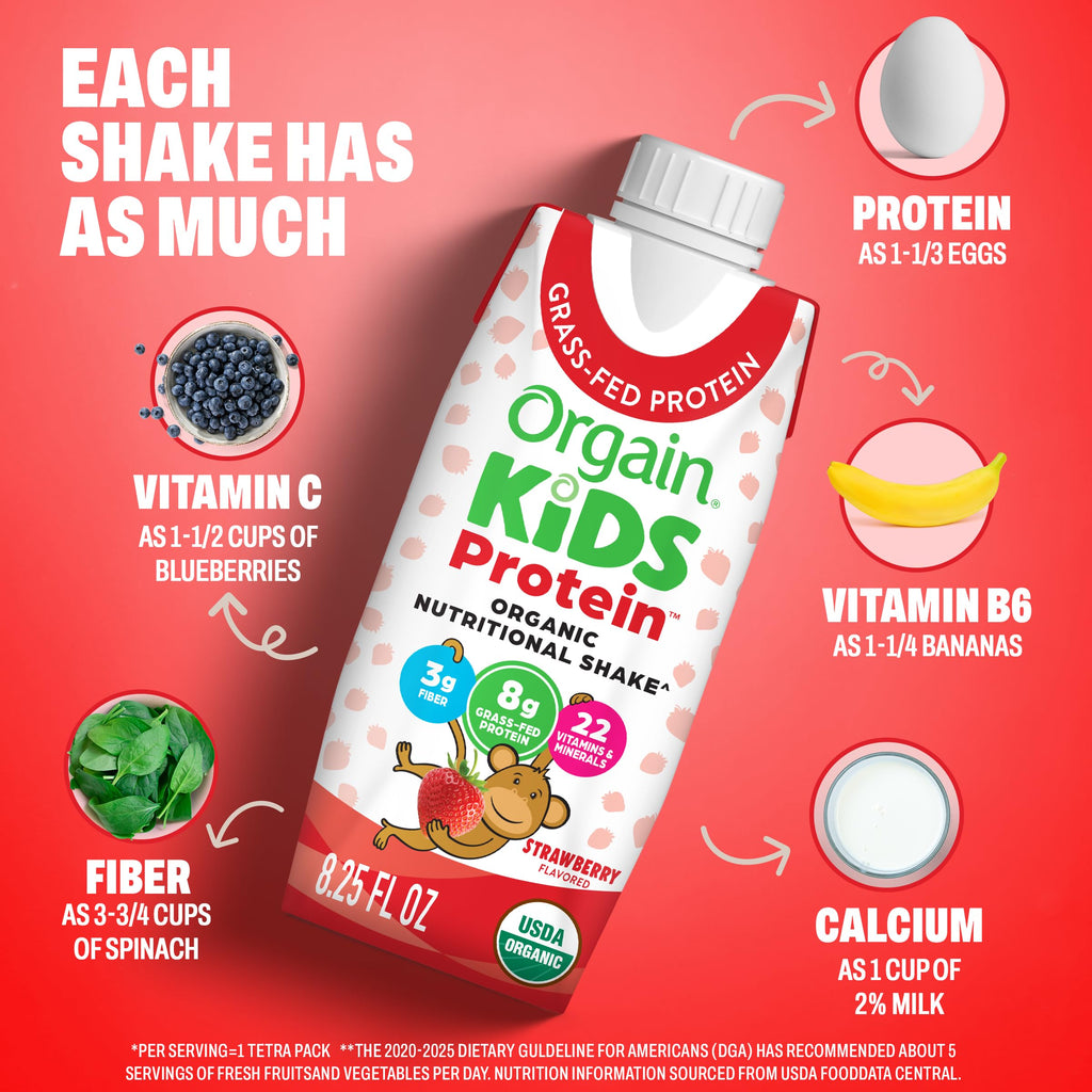 Orgain Organic Kids Dairy 8g Protein Shake, Chocolate, 8.25 oz, 12pk Jansha Store