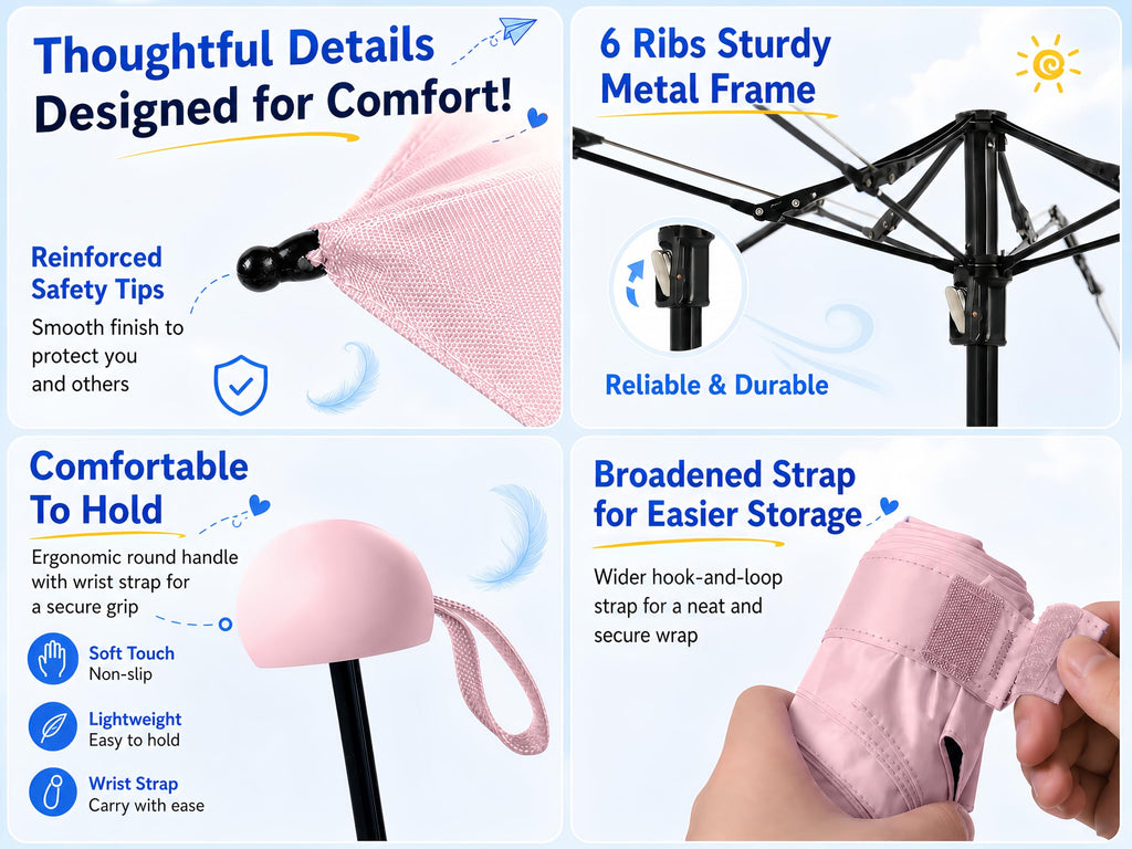 BAODINI Mini Travel Umbrella with UV Sun Protection, Compact Pocket-Size Jansha Store